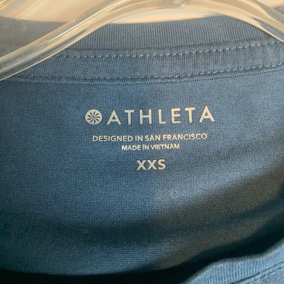 Athleta‎ Shirt Womens XXS Essence Twist Long Sleeve Athleisure Teal Thumbholes - Picture 5 of 9